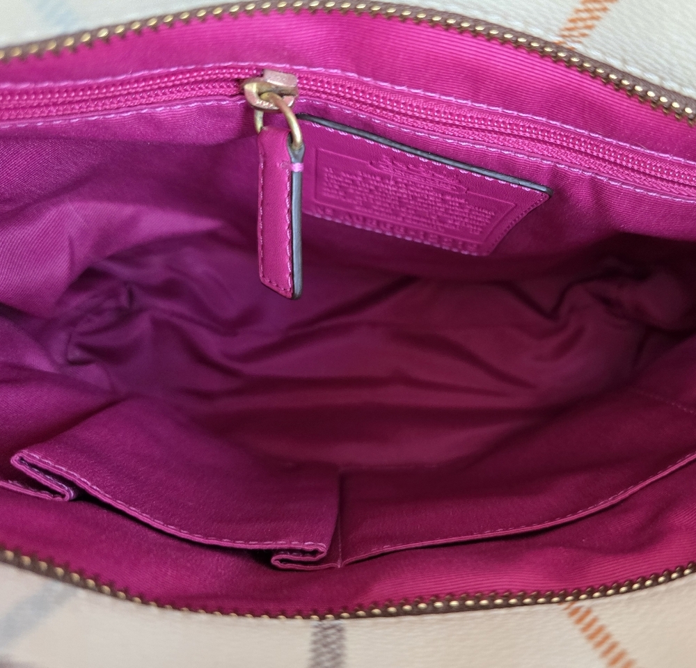 Coach Pink and Cream Plaid Tote - Picture 11 of 15
